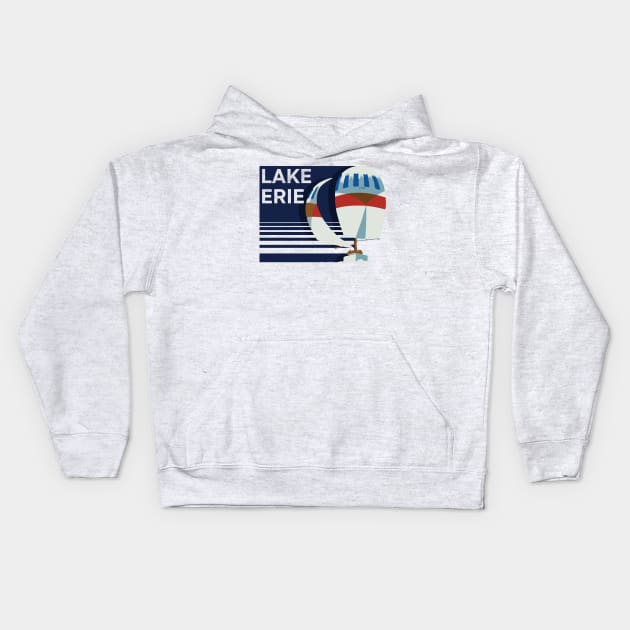 Lake Erie Boat Design Kids Hoodie by mbloomstine